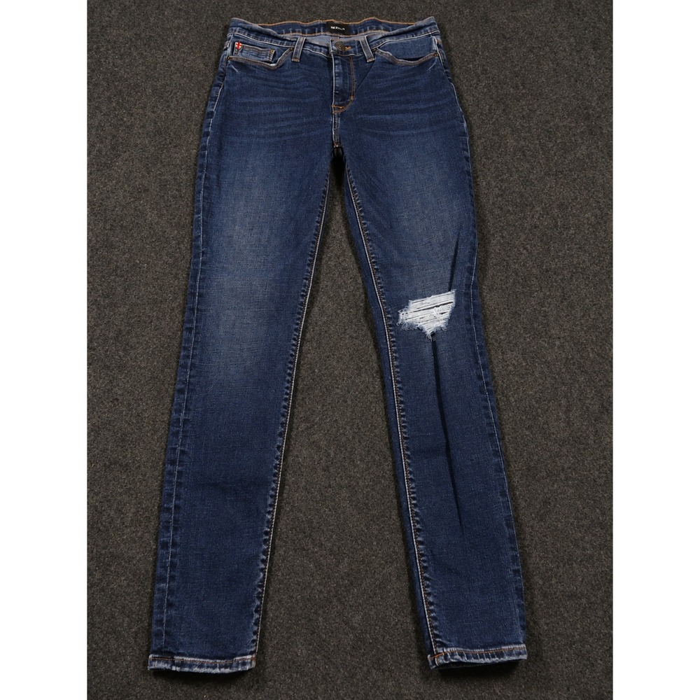 Hudson Skinny Jeans Womens 25 Blue Mid Rise Distressed Knee Nico Denim